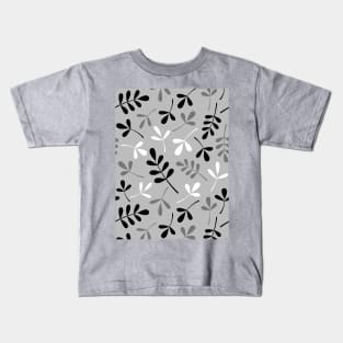 Assorted Leaf Silhouettes BW & Grays Kids T-Shirt